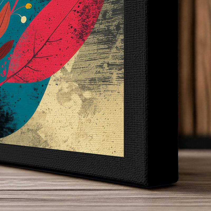 Geometric Bloom Botanical - Wrapped Canvas, 24x16 - 61.0 x 40.6 cm, Black Border