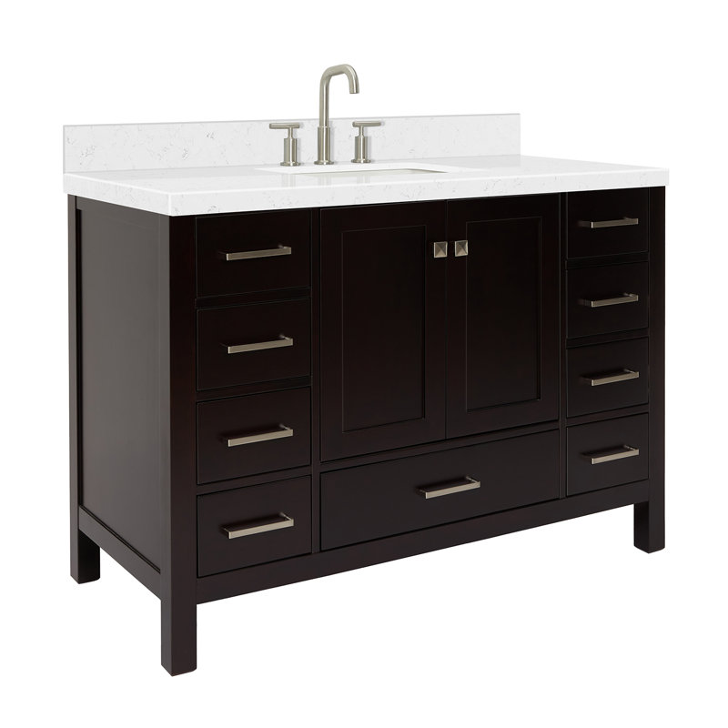Ensemble de meuble-lavabo simple 48 po , Espresso, Rectangular