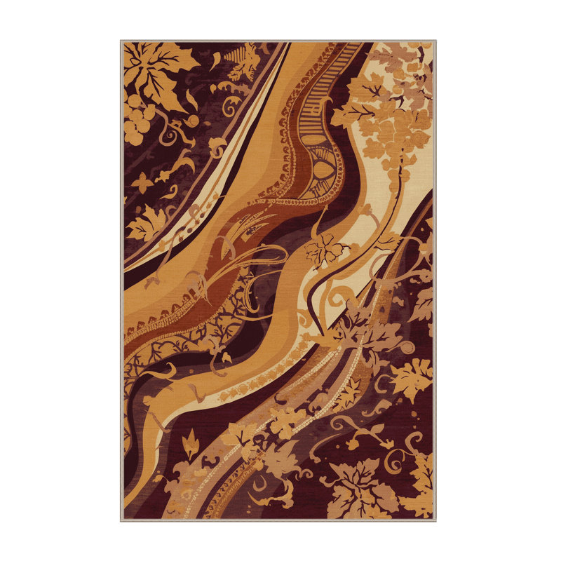 Tapis éclectique brun / beige Pittman Dionysus lavable à la machine, 5 x 7