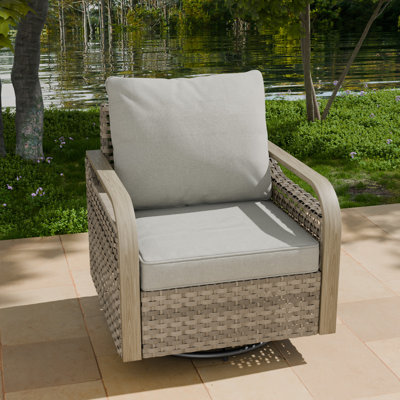 Lark Manor™ Patio Swivel Wicker Outdoor Glider Rocking Rattan Chair with Cushions
