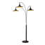 Lodi 3-Light Arc Floor Lamp - Matte Black, Walnut, Gold Leaf, Marble Base, Dimmer Switch