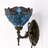 Tiffany Wall Sconce Lamp Blue Stained Glass Flower Style 8X10.5X11 Inch Plug in Wall Bedside Light for Hallway Bedroom (Green Blue Dragonfly Style)-1103513502-1103513475
