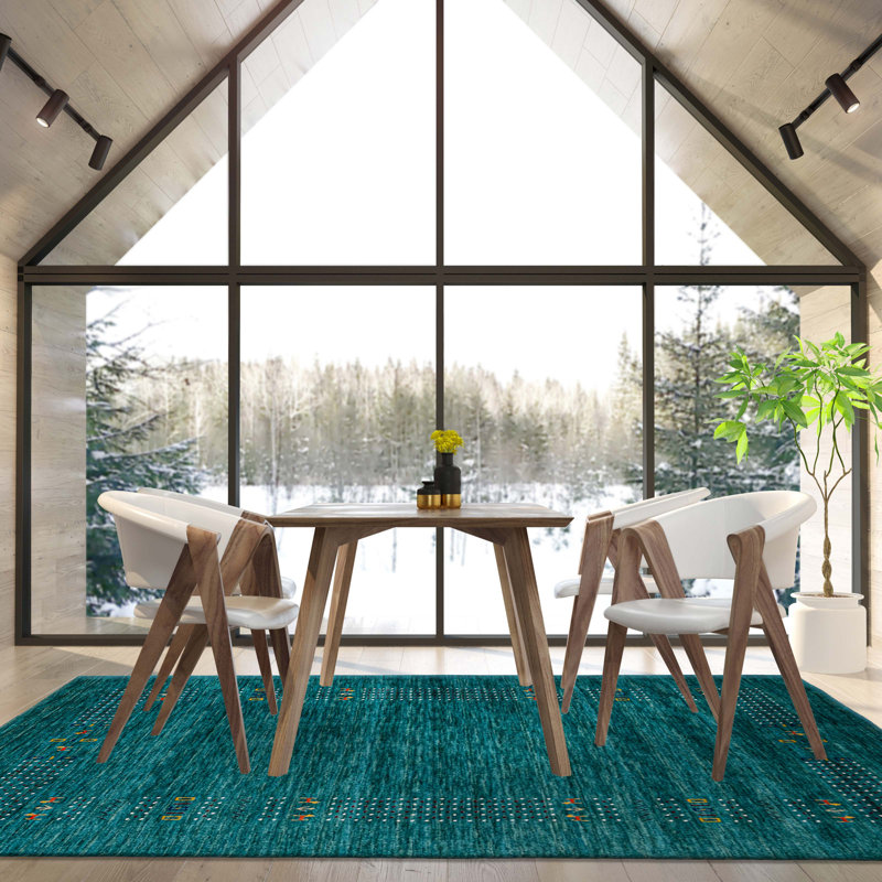Kashkuli Gabbeh Turquoise Rug 4'11" x 7'11"