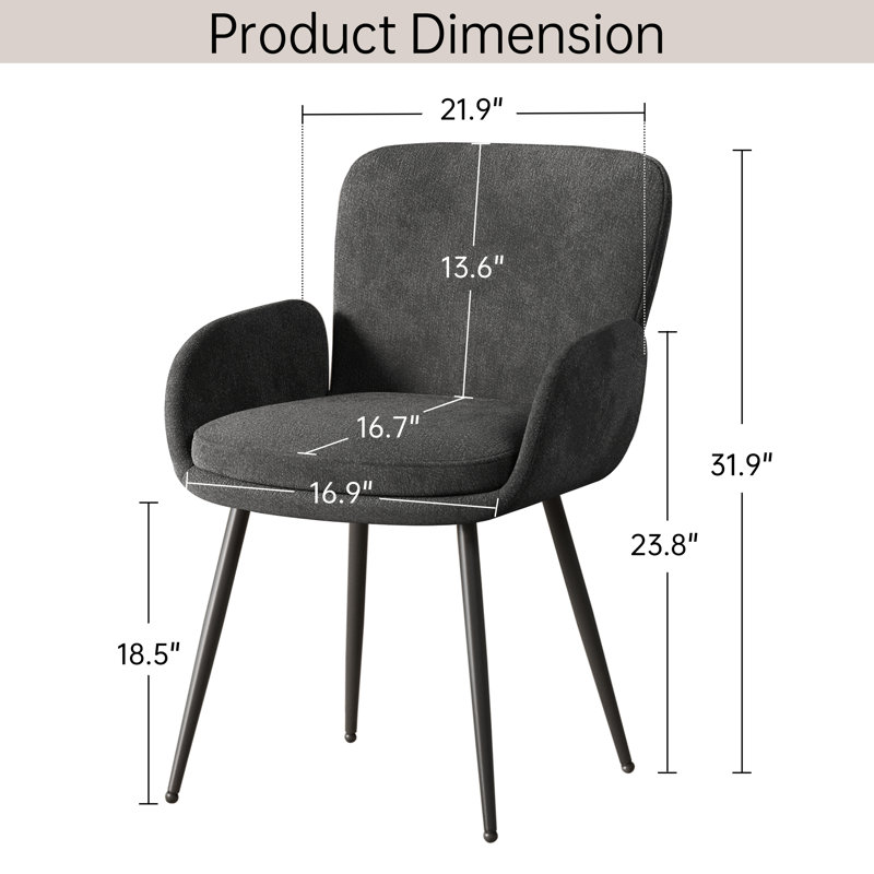 Chaises de salle à manger rembourrées en chenille avec pieds en métal (ensemble de 4), 4, Dark Grey Chenille