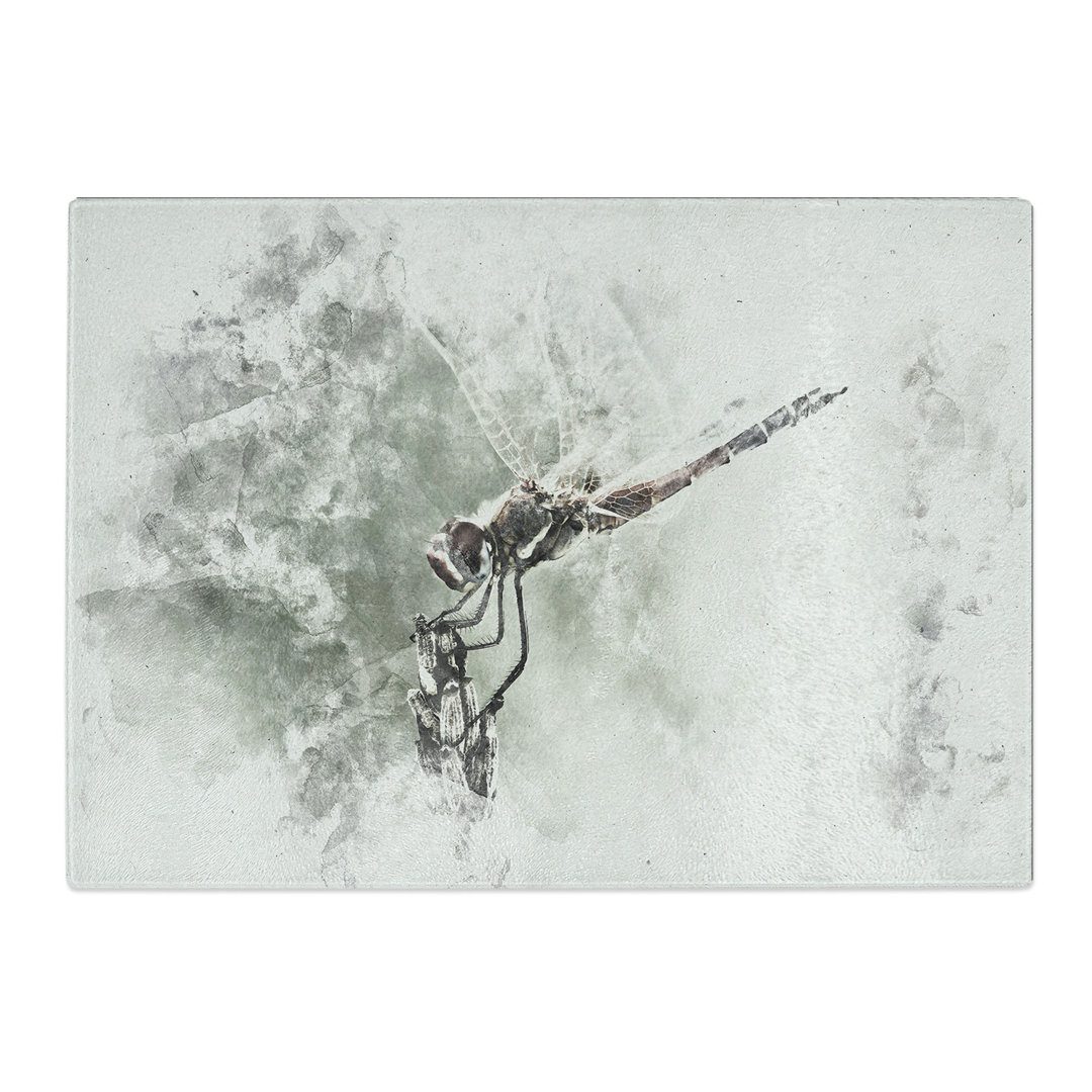 Tempered Glass Perched Dragonfly Chopping Board