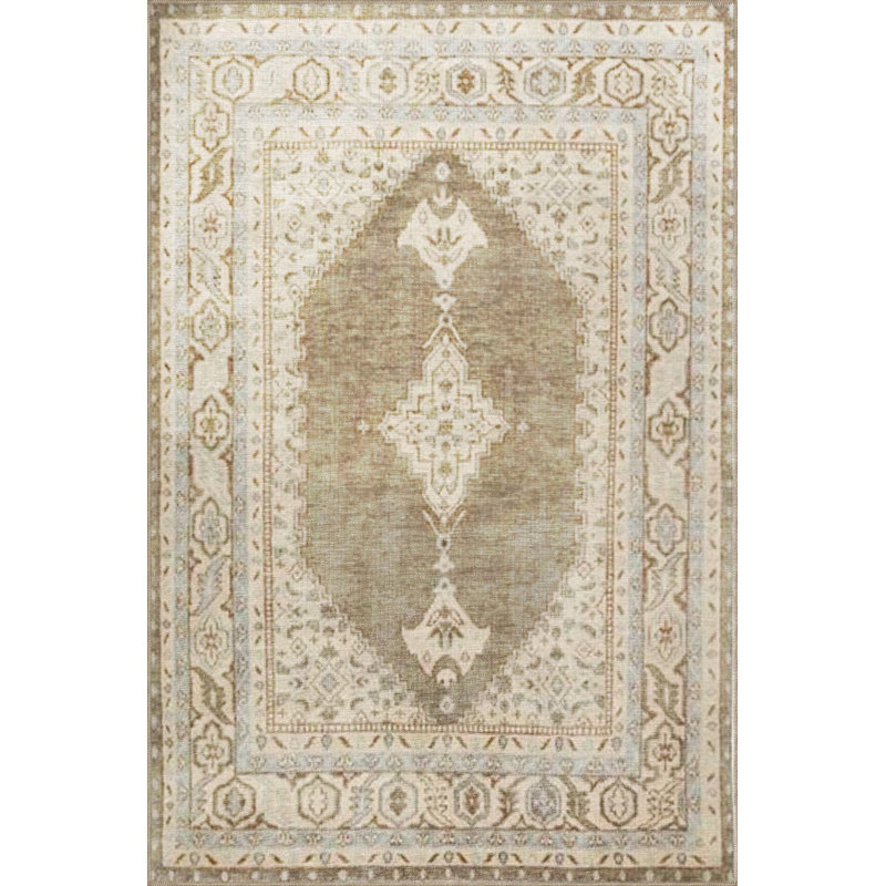 Tapis décoratif traditionnel à motif traditionnel lavable à la machine, Rectangle 3 pi 11 po x 5 pi 11 po
