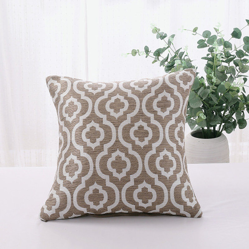 Ensemble de 2 coussins en jacquard treillis, Brun
