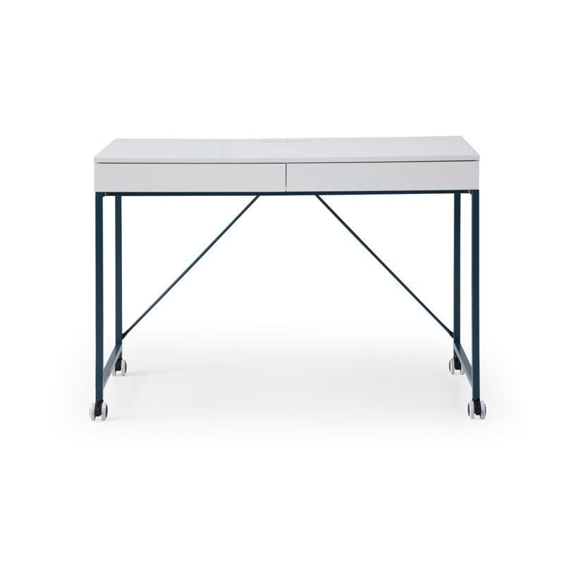 Bureau avec rangement supérieur et roulettes, Marine