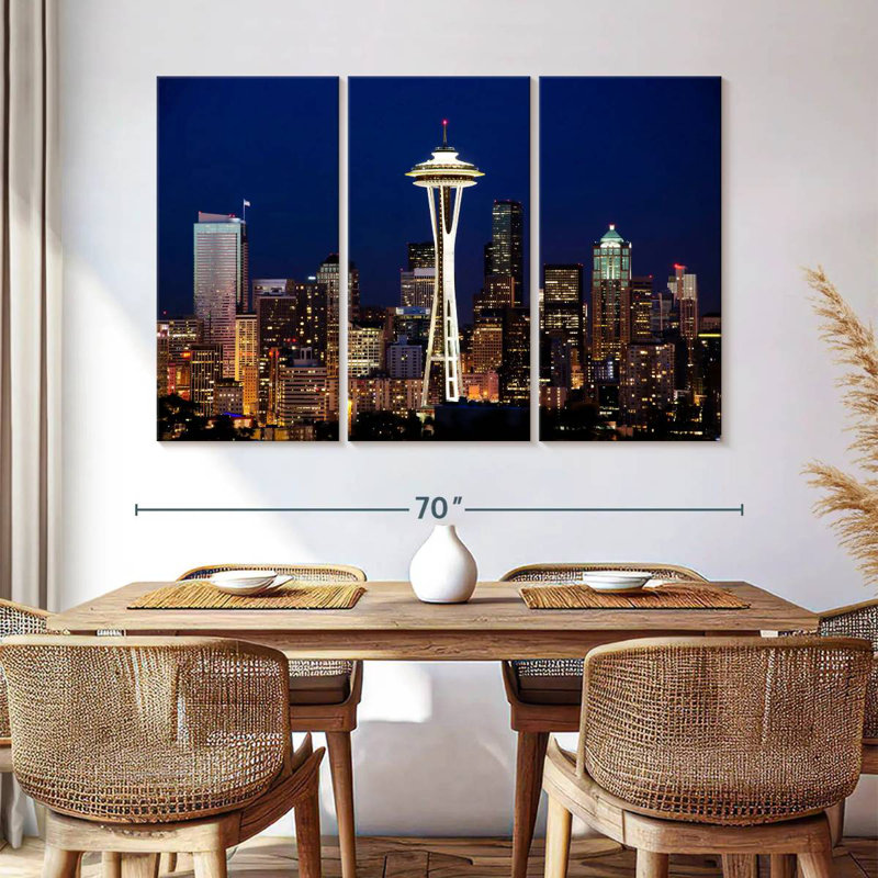 Sebbie Seattle Night Cityscape, 48" H x 74" W