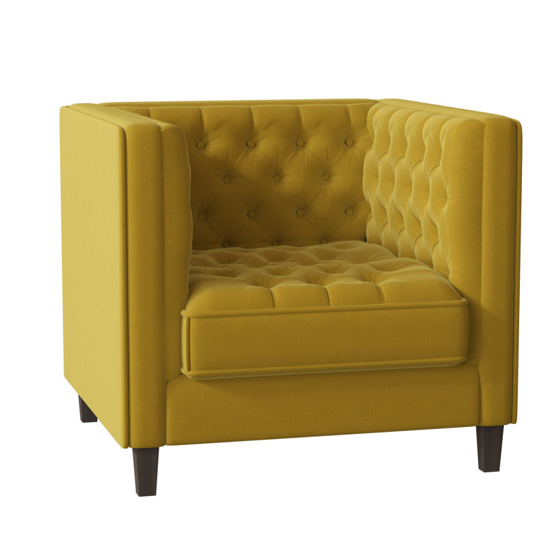 Jess Tufted Armchair, Sachi Wheatgrass, Brown Mahogany