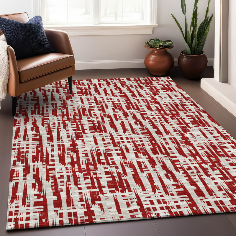 Tapis intérieur / extérieur rouge Ayani , 5' x 7'6"