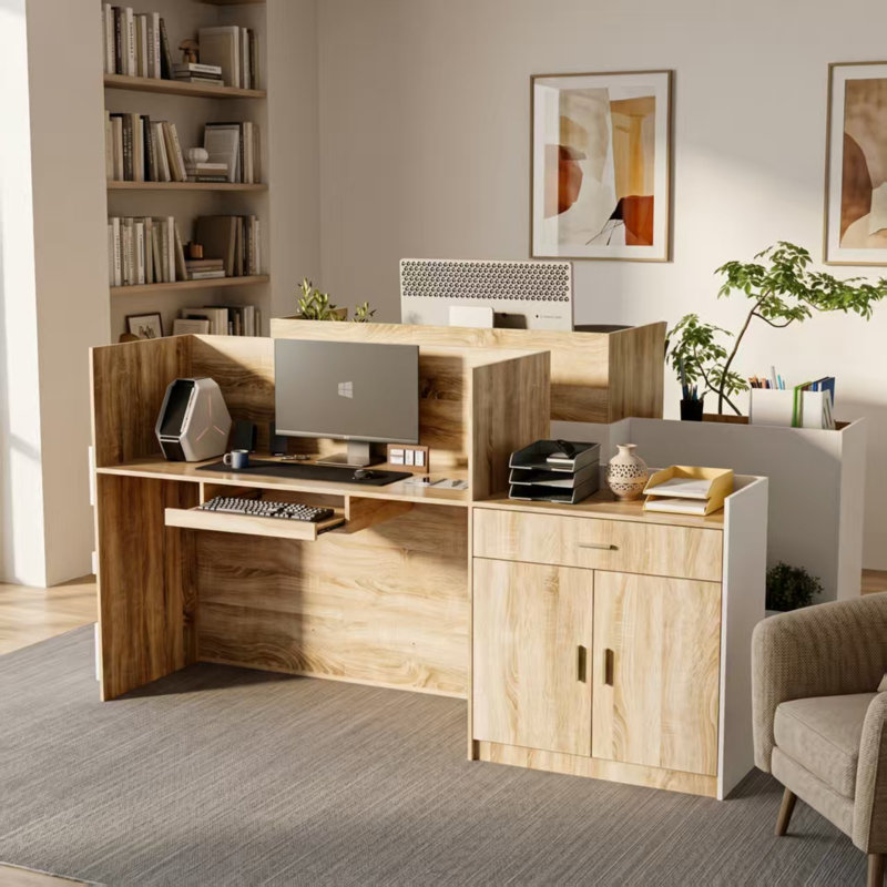 87.2" Wide Workstation Desk With Printer Stand & Storage