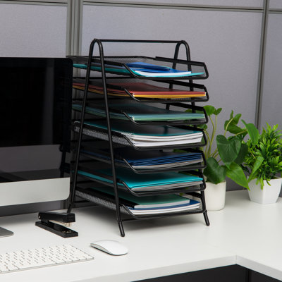 Mind Reader 7-Tier Paper Tray, Desktop Organizer, File Storage, Office, Metal Mesh, 11.75"L x 13.75"W x 20"H
