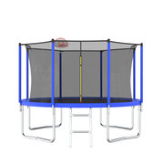 Trampoline 12 pi pour enfants et adultes - Trampoline récréatif avec panier de basketball, Vert