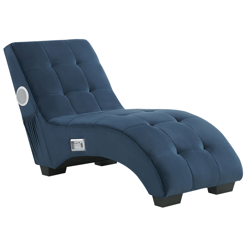 Nelms Velvet Chaise Lounge, Dark Blue