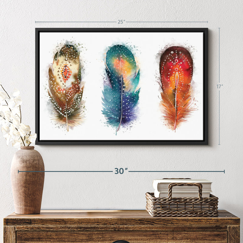 " Feather Patterns Splatter Canvas Print ", 17" H x 25" W