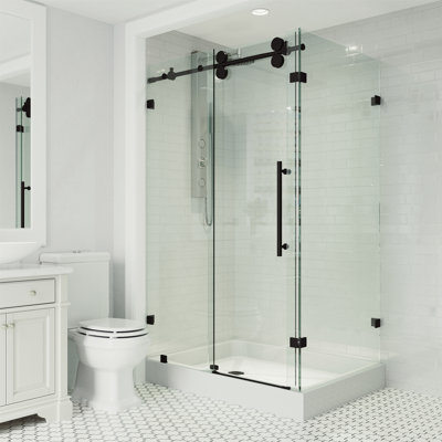 Winslow 48" W x 36" D x 80" H Sliding Frameless Shower Enclosure with 3/8  Clear Glass&Base
