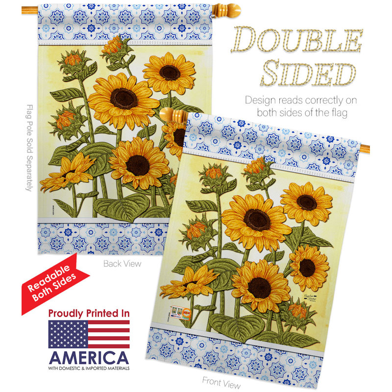 Drapeau de maison tournesols en polyester 40 x 28 po