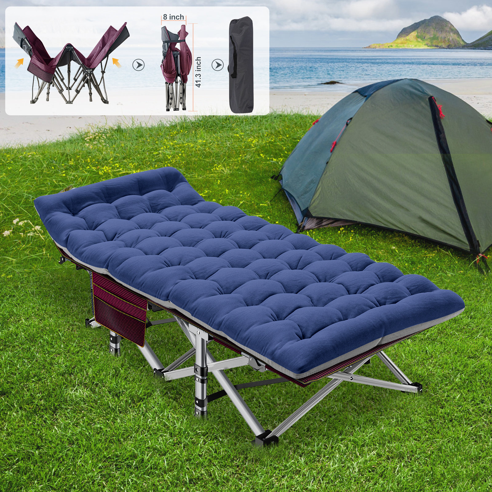 Folding cot bed discount camping