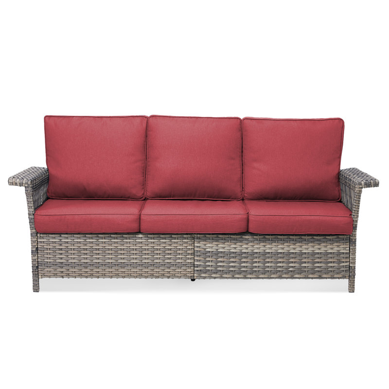 Outdoor 3-Seater Patio Wicker Sofa, Orange