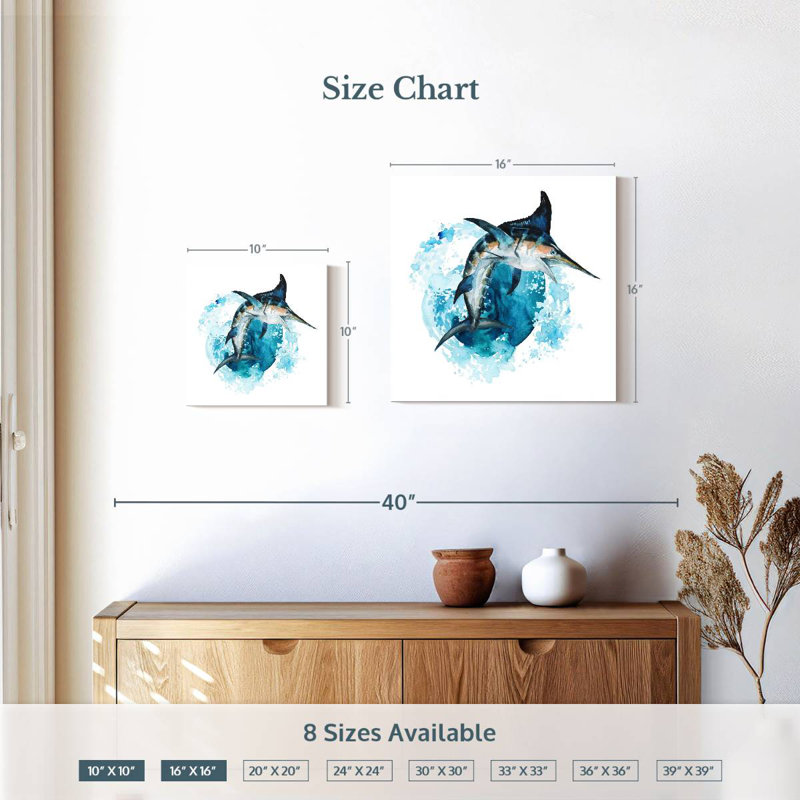 Brampt Blue Marlin Splash, 10" H x 10" W