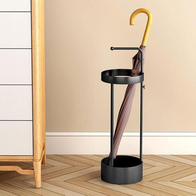Modern Iron Round Umbrella Stand with Water Storage Tray