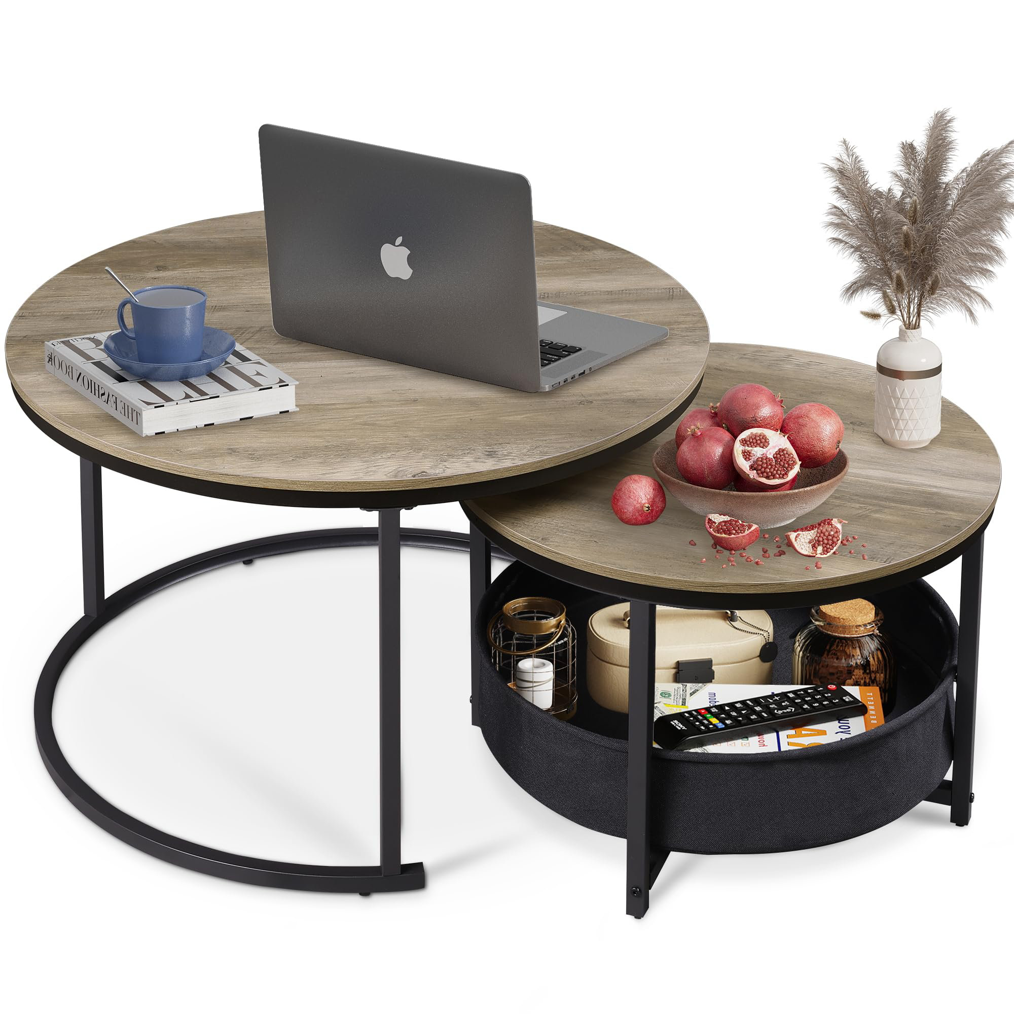 17 Stories Avarna Frame 2 Nesting Table Set with Storage | Wayfair