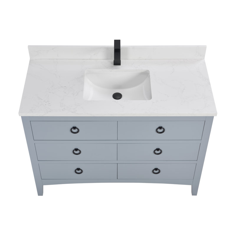 48" Solid Wood Sink Vanity With 1" Top, Black, Cadet