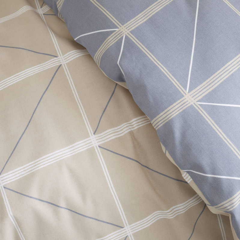 Grid 144 TC Duvet Cover Set, King Duvet Cover + 2 Standard Pillowcases