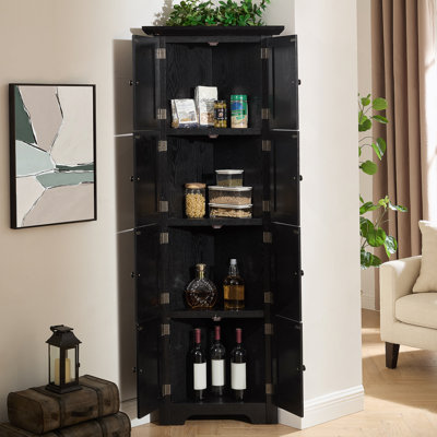 Accent Cabinet, Corner Kitchen Storage Cabinet With Shelves For Bathroom, Living Room, Kitchen