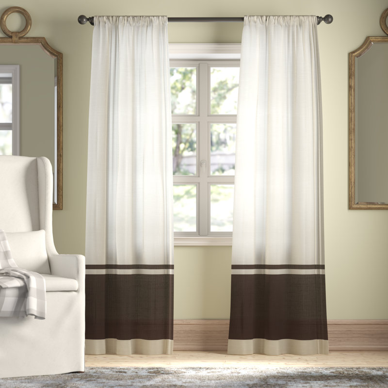 Galiano Linen Blend Semi Sheer Curtain Single Panel, Charcoal Brown, 50" W x 84" L