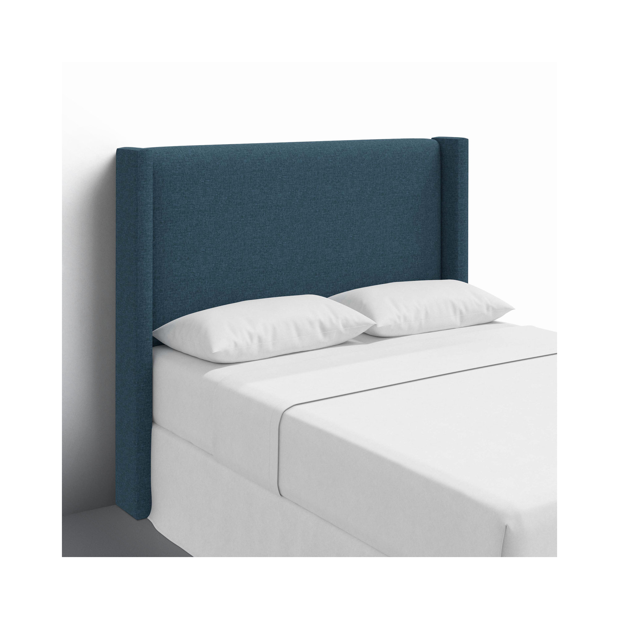 Hanson Upholstered Headboard, Zuma Navy Textured Linen, Queen