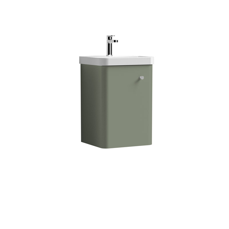 Core 405mm Single Bathroom Vanity with Integrated Vitreous China Basin, Satin Green