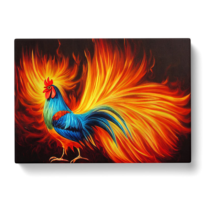 Rooster Flame Art - Wrapped Canvas, 35cm H x 50cm W x 3cm D
