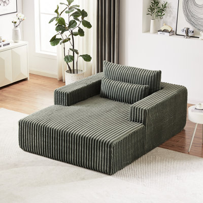 Fauteuil en velours côtelé sans assemblage - Fauteuil moelleux de 75 pouces pour chambre à coucher, coussin, chambre d'armée,