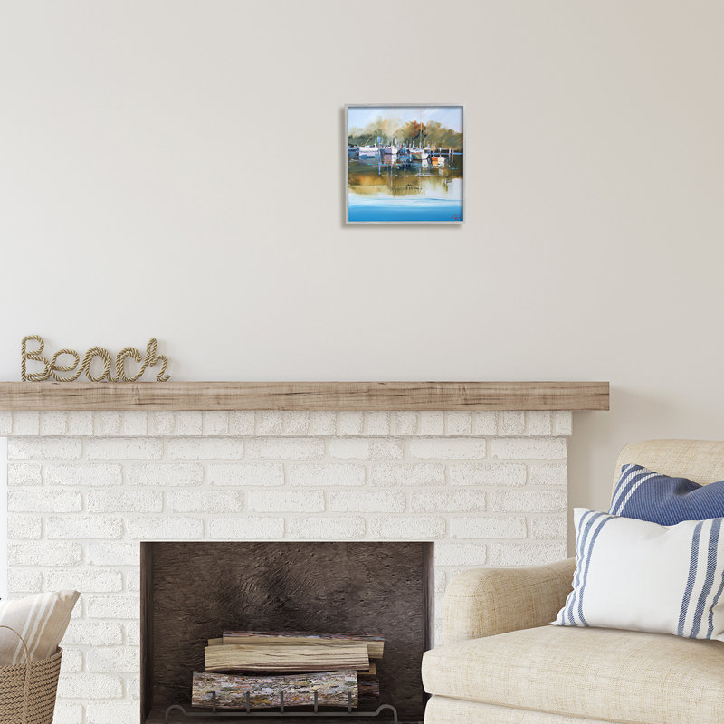 Ba-063 - Peinture encadrée d'une marina, H 12 po x l 12 po x P 1,5 po, Estampe numérique Farmhouse