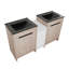 Double lavabo autoportant en céramique noire avec rangement double et porte à fermeture en douceur