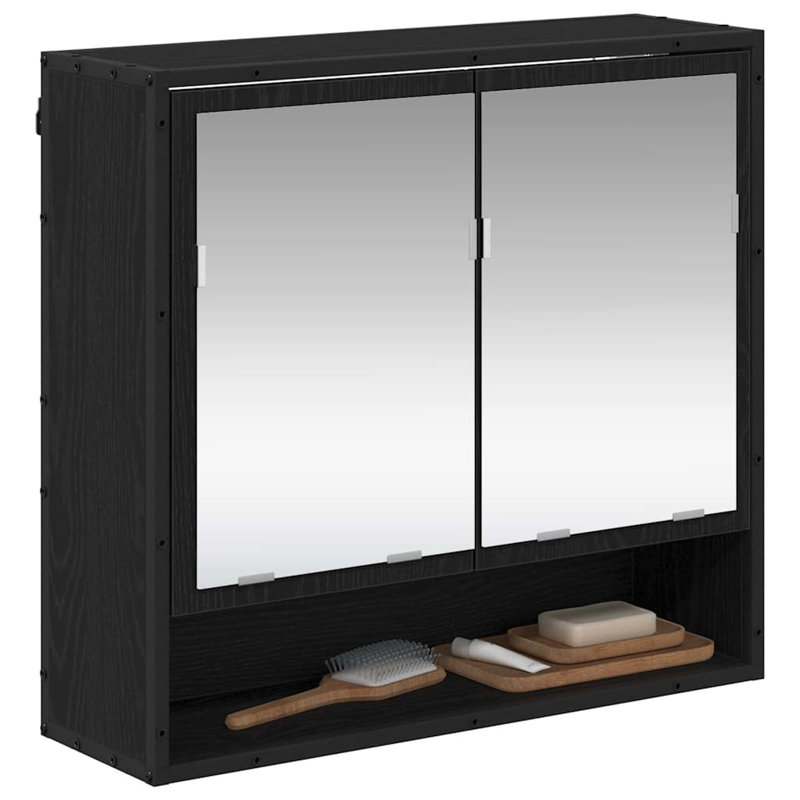 Wall Mounted Required Bathroom Cabinet, Black Oak