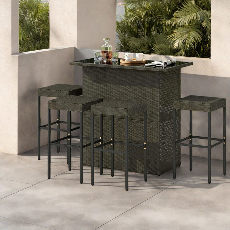 Ensembles de bar de patio en métal durable, conception en rotin pour recevoir à l'extérieur