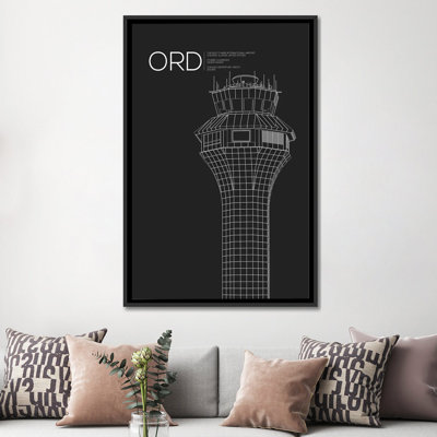 Reproduction d'art graphique sur toile, "Air Trailer Control Towers Series" Chicago (O'Hare)
