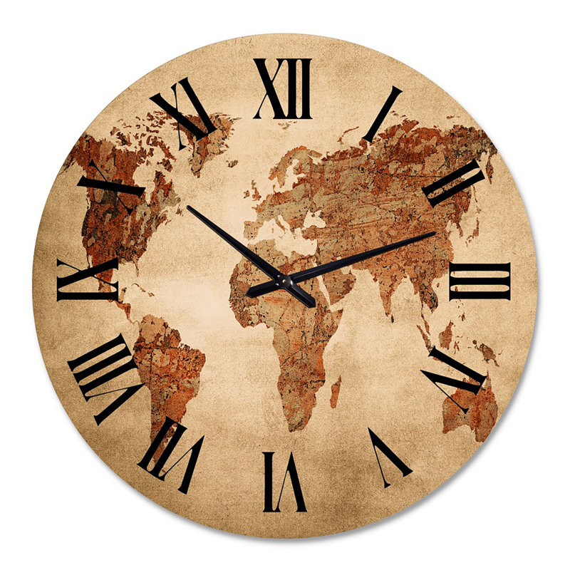 Ancienne carte du monde vii - Horloge murale rétro, Surdimensionné