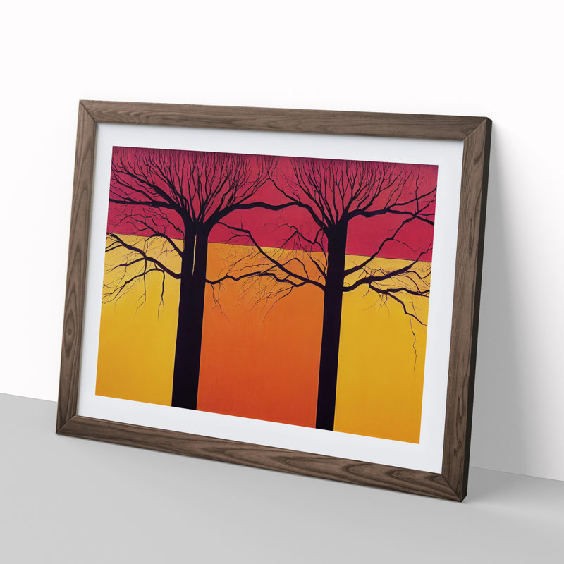 Excellent Abstract Trees - Framed Print, 25cm H x 34cm W x 2cm D, Walnut