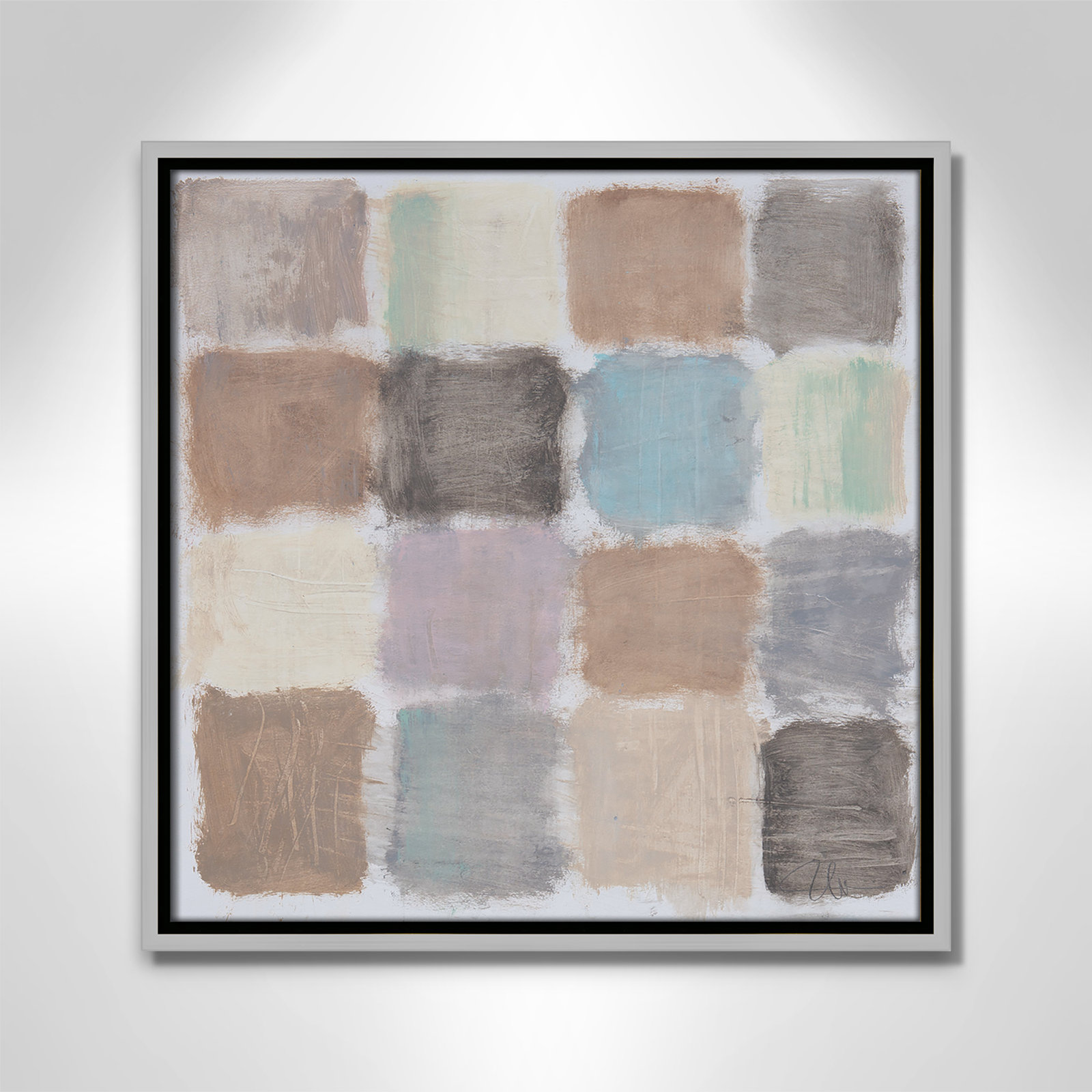 Veasey "Powder Room Reflections" Painting, 17.5" H x 17.5" W x 2" D, Silver