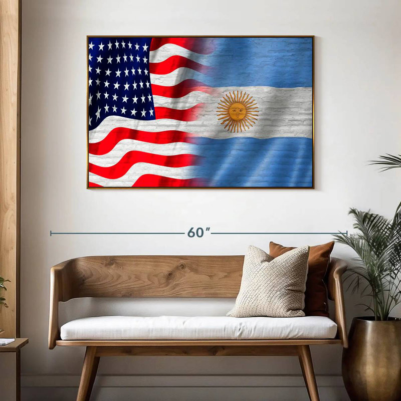 États-Unis et l'Argentine Molesley, 46 po x 31 po, Cadre flottant doré