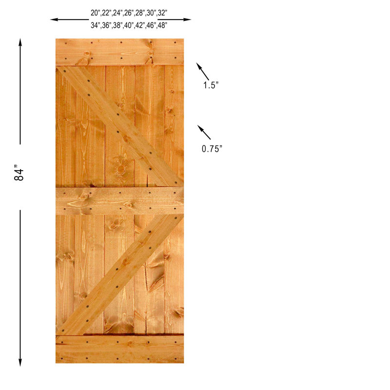Ensemble de quincaillerie pour porte de grange simple en bois, Érable colonial, 26 po x 84 po