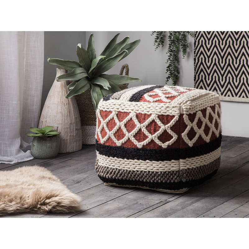 Clarktown 48cm Wide Square Geometric Pouf Ottoman