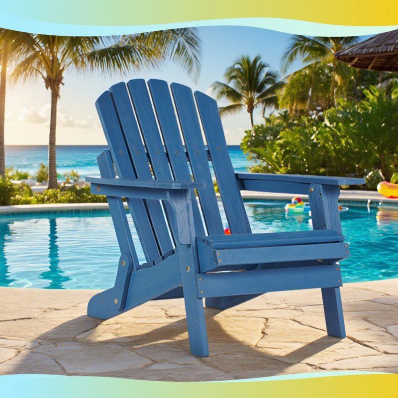 Oversized Wooden Outdoor Folding Adirondack Chair, Patio Lounge Chair – Solid Hemlock Wood, 330-lb Capacity – Pre-Assembled Backrest