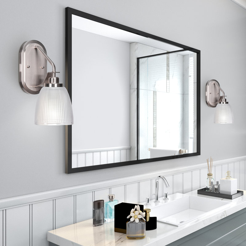 Alirra Wall Sconce Shown With 5" Clear Ribbed Glass, Brushed Nickel