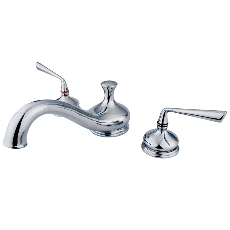 Kingston Brass Silver Sage Two-Handle 3-Hole Deck Mount Roman Tub Faucet, Polished Chrome