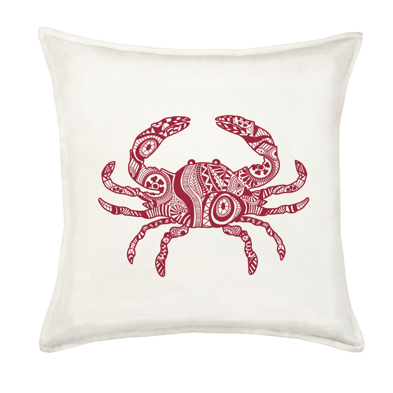  Crab Cotton Canvas Throw Pillow, Red